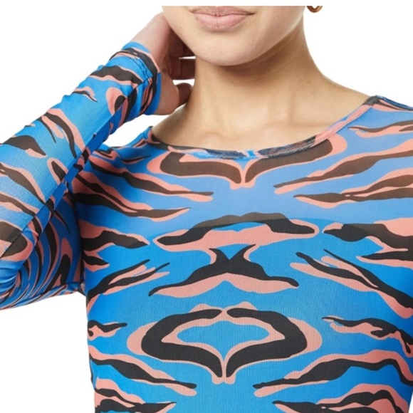 TEREA Azure Blue Animal Blue & Black Maxi Statement Dress Medium New with Tag - Picture 4 of 10